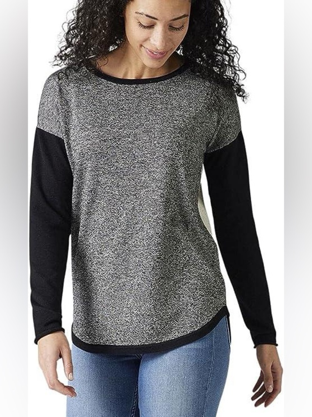 Smartwool Womens Size XL Sweater Shadow Pine Colorblock Gray/Black Wool Blend